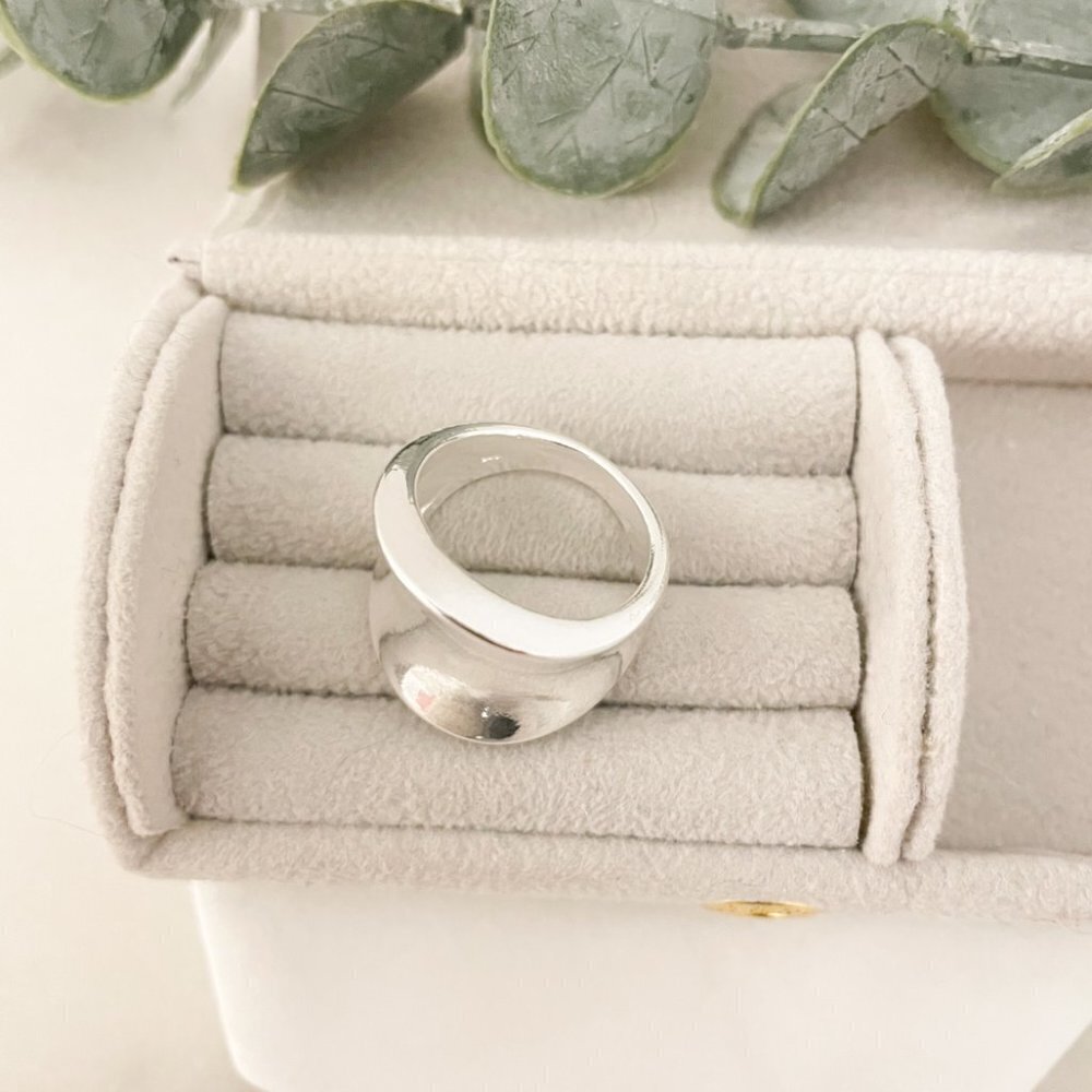 925 Sterling Silver Chunky Silver Ring Thick Wide Ring Band Statement Ring - Picture 7 of 7